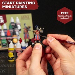 Acrylic Miniature Paint Set with Metallics & Brush-On Primer