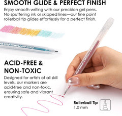 Grabie 42 Glitter Gel Pen Set, 18 Iridescent24 Essential Color Pens, Smooth R…