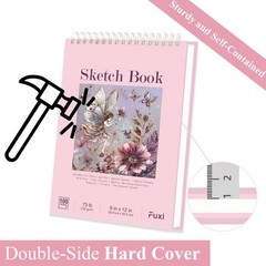 Cute Sketchbook Pink, 9″x12″ Sketch Book for Teen Girls, 100 Sheets Girl Sket…