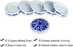 5 Layer Porcelain Watercolor Palette Mixing Tray Round Flower Paint Dish