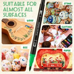 【72 Colors】 Adult Coloring Book Markers No Bleed – Dual Felt Tip (Fine & Brus…