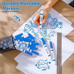 36 Pcs Light Blue Washable Markers Bulk Coloring Broad Line Marker for Kid Ages