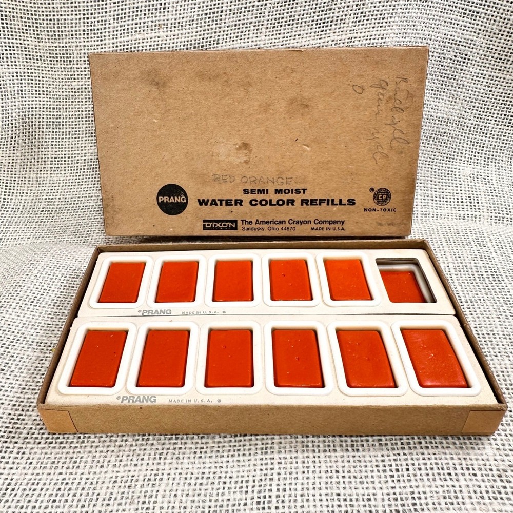 Prang Semi Moist Water Color Refills Red Orange Dixon 23 Pans USA Made