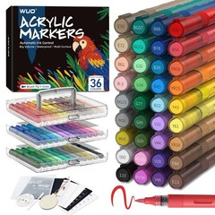 36 Colors Acrylic Paint Markers, Water-Based No-Bleed Markers, Automatic Ink …