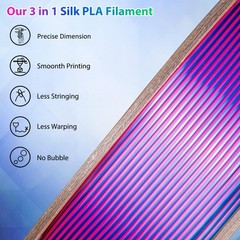 3Dgenius Silk Triple Color PLA 250g, Tri Colors(rose Red+dark Blue+green)