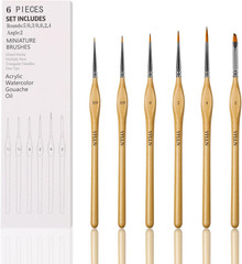 6Pcs Miniature Paint Brushes Set with Triangular Handles – for Acrylics, Oils, W