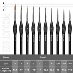Detail Paint Brushes Set 10pcs Miniature Brushes for Fine Detailing & Art Pai…
