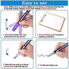 Glitter Markers Outline Pens Metallic: 48 Double Line Outline Markers,Self Ou…