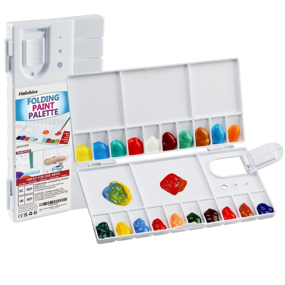 White Watercolor Palette with 20 Wells and 5 Mixing Areas Paint Tray