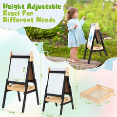 3 in 1 Easel for Little Kids with Wood Tray, Double Sided Wooden Easel with Pape