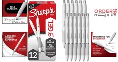 Gel Pens 0.7mm Medium Point Black Ink 12 Count Smooth Writing Office School Use