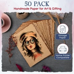 Wanderings Handmade Vintage Deckle Edge Blank Paper 5.8″ x 8.3″ A5 A5 Packa…
