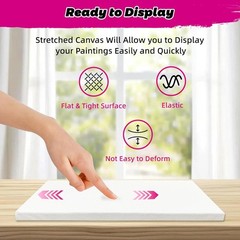 18 Pack Stretched Canvas Set with 8×10, 11×14, 14×18, 6 of Each, 280gsm 100% Cot