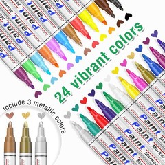 Oil Based Paint Pen: Permanent Marker, 1 Count (Pack of 12/24), 12/24 Colors