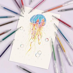 Grabie Glitter Gel Pens, 18 Colors Metallic Glitter Pens Gel Ink Pens for Ad…