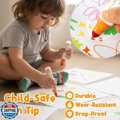 Ohuhu Stamper Washable Markers for Kids 12 Colors Water-based Dual Tips Stamp