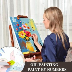 Cat Paint by Numbers Kit for Adults Beginner – Wooden Easel, Black Cat Paint …