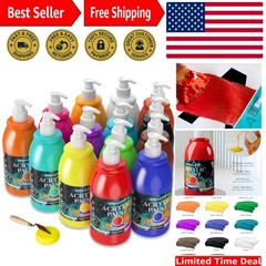 14 Color Acrylic Paint Set for Artists – 300ml Bottles with Color Wheel & Pump