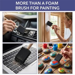 Bates- Foam Paint Brushes, 2 Inch, 16 Pack, Wooden 2 16 Black