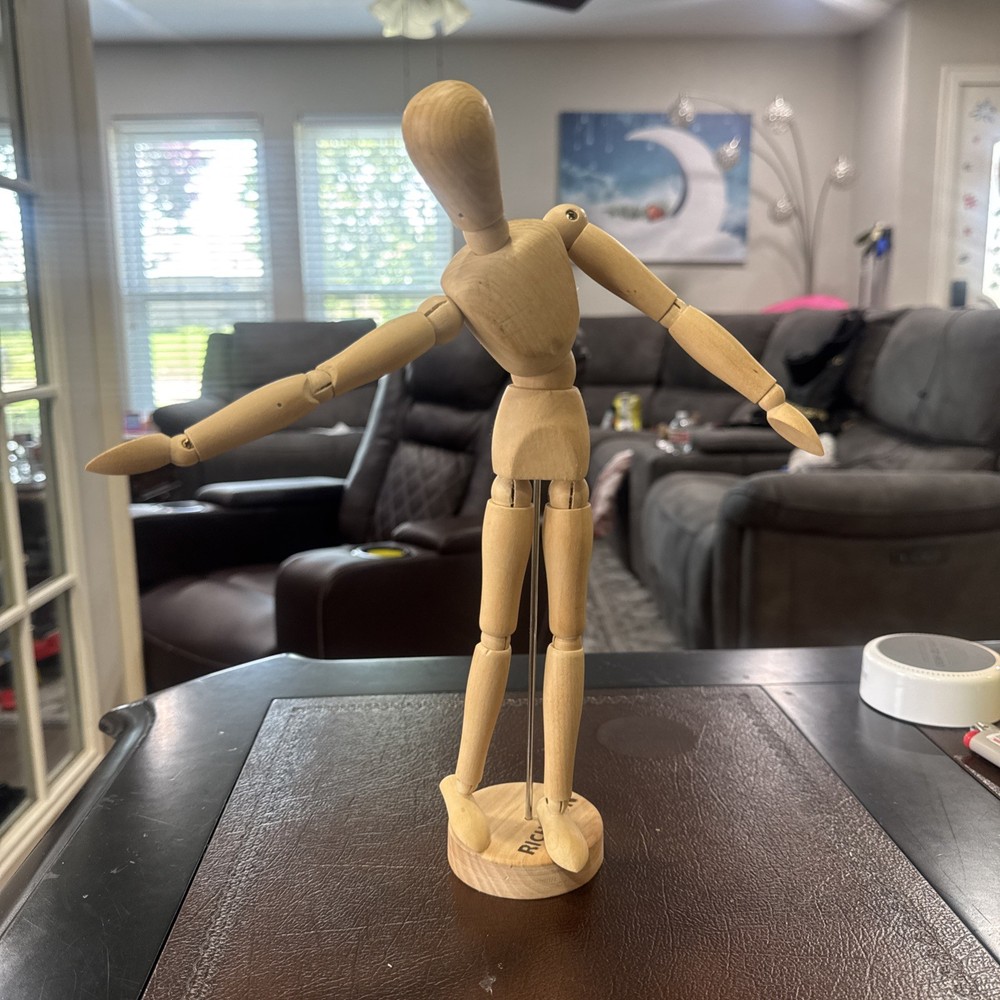 Articulated Artist Model Poseable Wooden Figure Drawing 13 inch With Stand