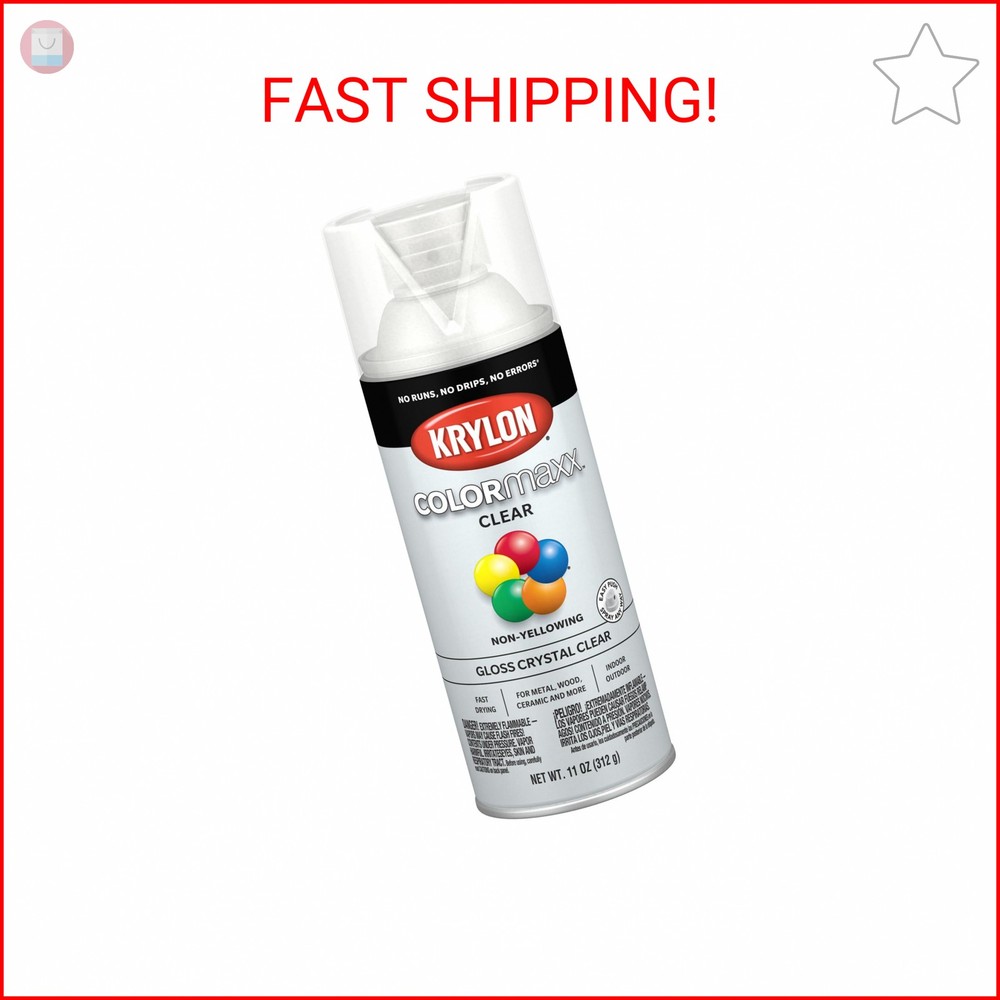 Krylon K05515007 COLORmaxx Acrylic Clear Finish for Indoor/Outdoor Use, Gloss Cr