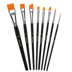 8 PCS Black Face Paint Brushes Professional Artist Body Painting Acrylic Kit
