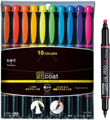 Kay Coat Double-Sided Fluorescent Highlighter Pen – 10 Color Set