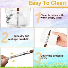 Paint Brushes Set, 12 Pcs Watercolor Brushes with Wooden Handle and Soft Brown