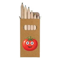 6 x ‘Happy Tomato’ Short 85mm Pencils / Coloured Pencil Set (PE00096854)