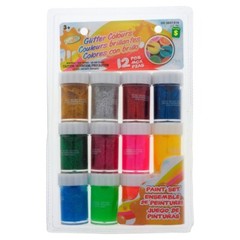 CRAFTS Glitter Paint Set 12PK (Assorted Colours) Case of 12 FREE SHIPPING