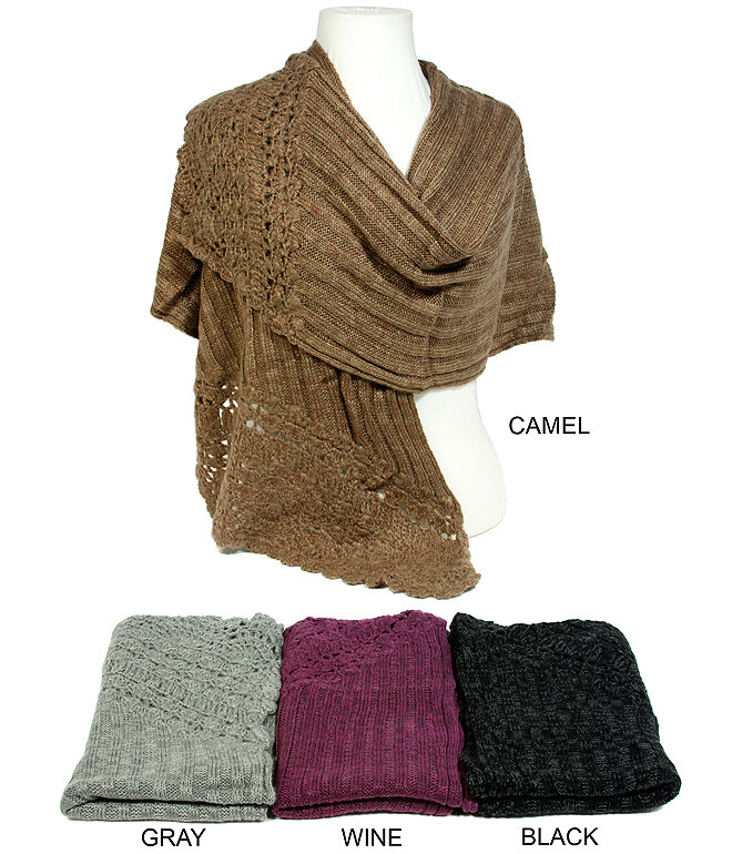 Scarf – Shawl – Ribbed w / Crochet Eyelet – SF-SH7311
