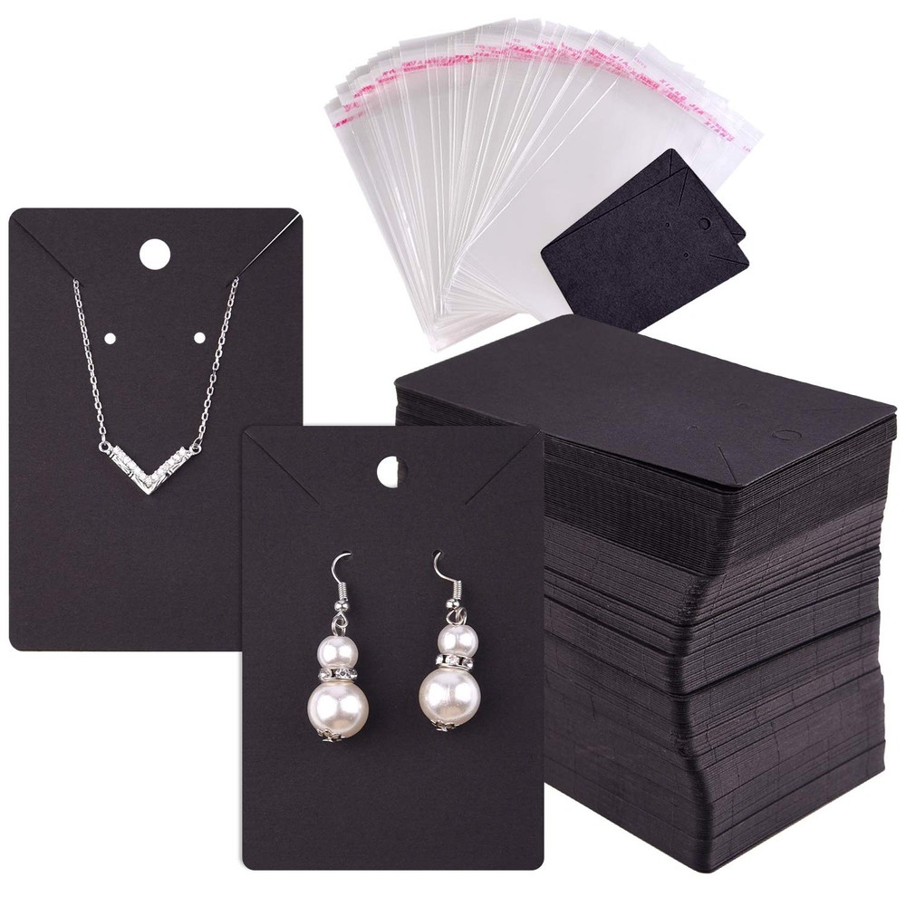 TUPARKA 120 Pcs Earring Display Card, Necklace 1 count (Pack of 120), Black
