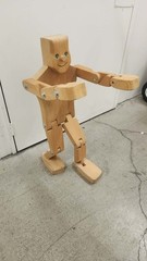 Wooden Articulated Artist Mannequin Poseable Figure, Green Eyes, 30 in