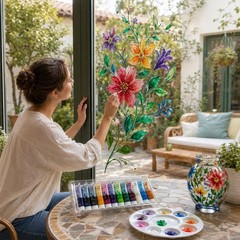 Professional Acrylic Glass Paint Stained Transparent Glass Window Paint Set G…