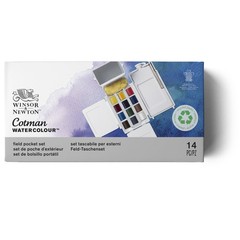 Winsor & Newton Cotman Watercolor Paint Set, 14 Piece Blue,Green,Red