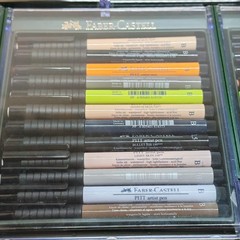 Faber Castell Pitt Artist Brush Pens 60 Colour & 5 Pencil Box Set Used