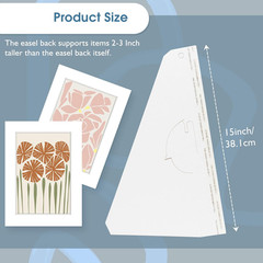 Self Adhesive Cardboard Easel Backs, 15 Inch, White, 50 Pack | Single Wing, Disp