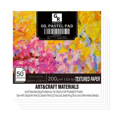 Oil Pastel Pad 5.9×5.9 Inch 200gsm 50 Sheet Heavyweight Drawing Paper Sketch Pad