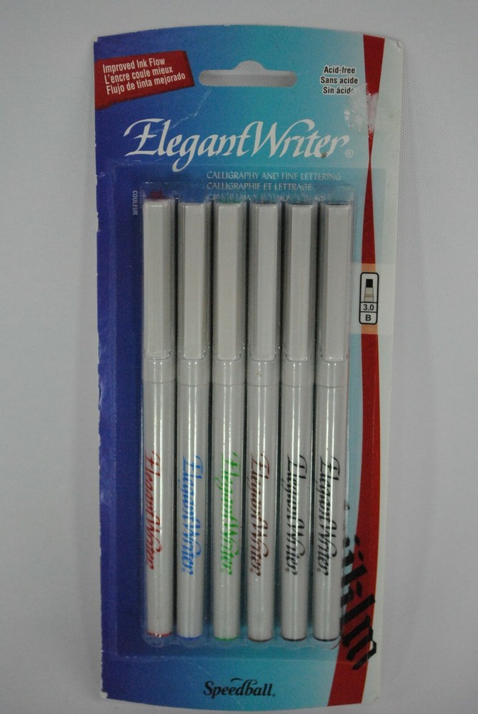 Speedball Art Products 2883 3.0B Elegant Writer Broad Tip Multicolor 6 Pen Set!!
