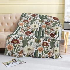 Cactus and Flower Fleece Blanket – 50x60in Desert Cacti 50×60 Inch Cactus 02