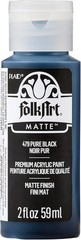 2 Oz Acrylic Paint Pure Black Non Toxic for Indoor Arts and Crafts Projects
