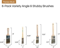 6-Pack Angle Brushes in Assorted Sizes for All Latex and Oil Paints & Stains