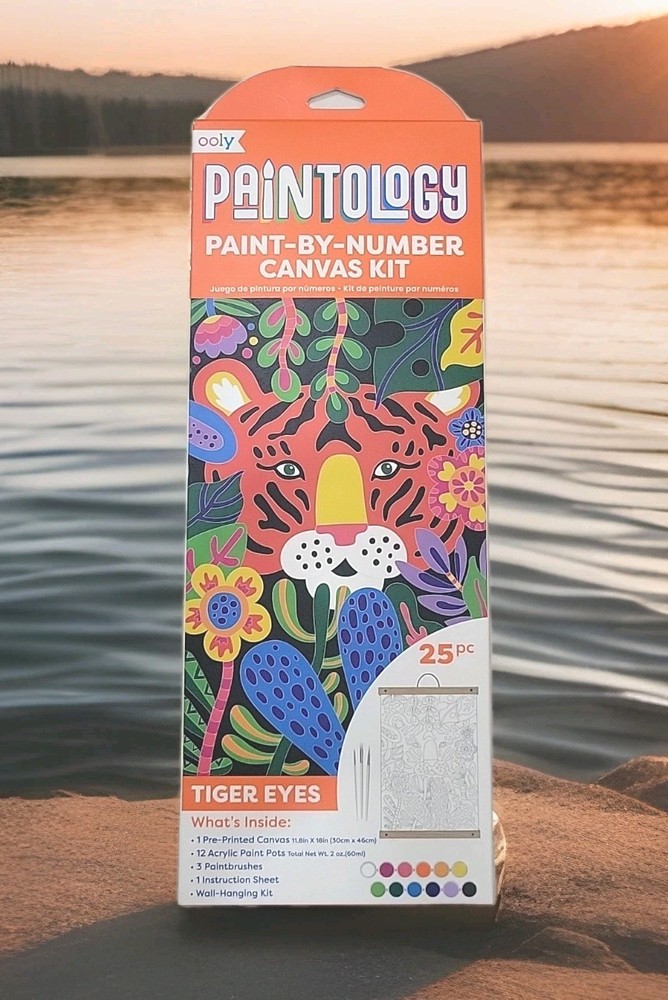 OOLY: Paintology Paint-By-Number Canvas Kit – Tiger Eyes – DIY Artwork, Ages 8+