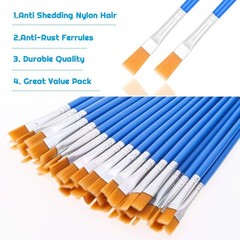 50 Pcs Flat Paint Brushes for Touch Up, Small Paint Brushes for Classroom Cra…