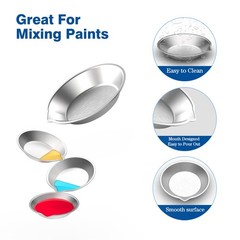 12 Pcs Paint Tray Kit with 2 Stirrers and 10 Pipettes Silver Craft Set