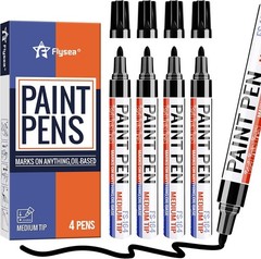 Black Paint Pens Permanent Marker Pen 4 Pcs Waterproof Oil Based Paint Markers 3