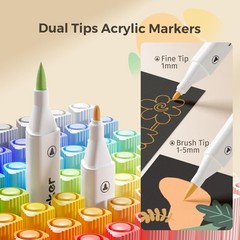 ENMY Dual Tip Acrylic Paint Markers, 48 Colors Acrylic Paint Marker Pens with…