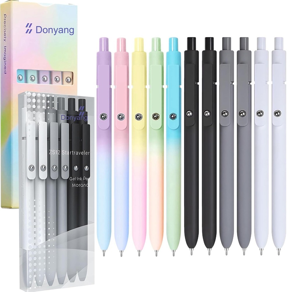 11pcs 0.5mm Cute Black Ink Gel Pens Fine Point Smooth Quick Dry