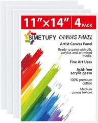 Simetufy 4 Pack 11×14 Inch Canvas Boards for 11″x14", white