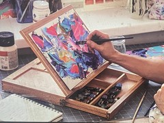 Arteza Wood Desktop Easel Premium Holds 9″x12″ drawer wooden palette beach wood